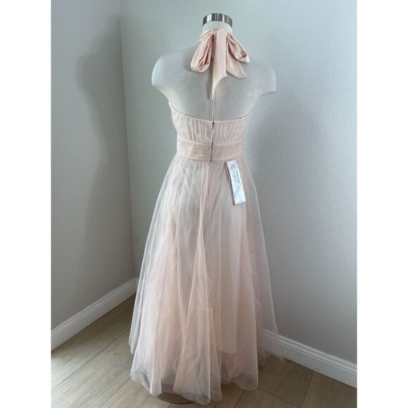 NEW BCBGMAXAZRIA Womens 6 Almond Pink Halter Neck Tulle Evening Gown Maxi Dress - Picture 13 of 15